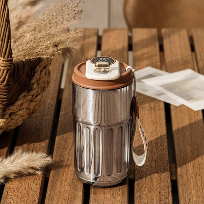 Smart Digital Thermal Bottle Portable Coffee Mug Stainless Steel 450ml