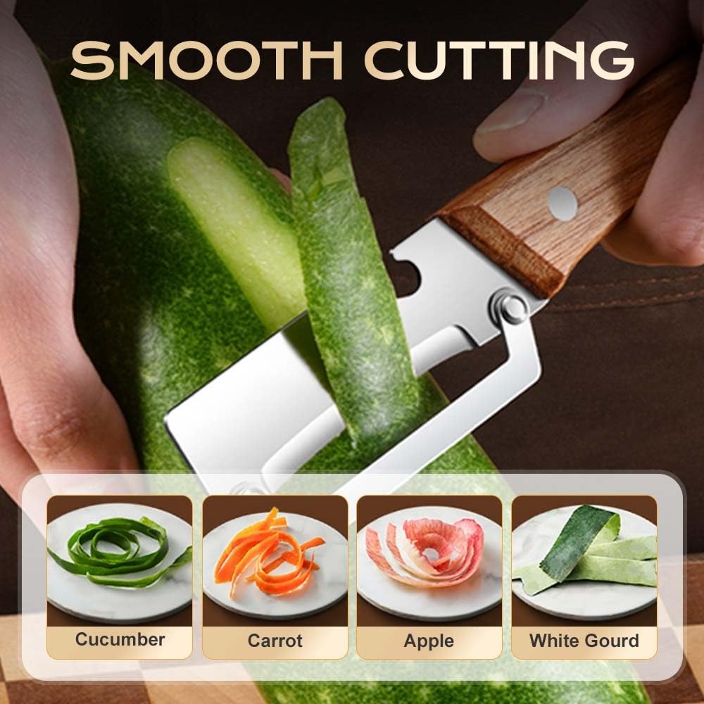 Stainless Steel Vegetable Peeler with Wooden Handle