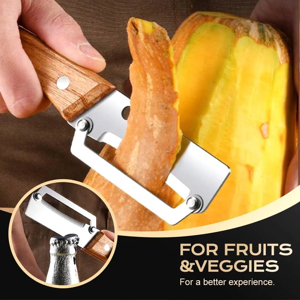 Stainless Steel Vegetable Peeler with Wooden Handle