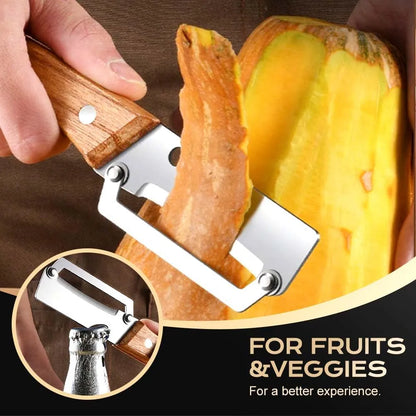 Stainless Steel Vegetable Peeler with Wooden Handle