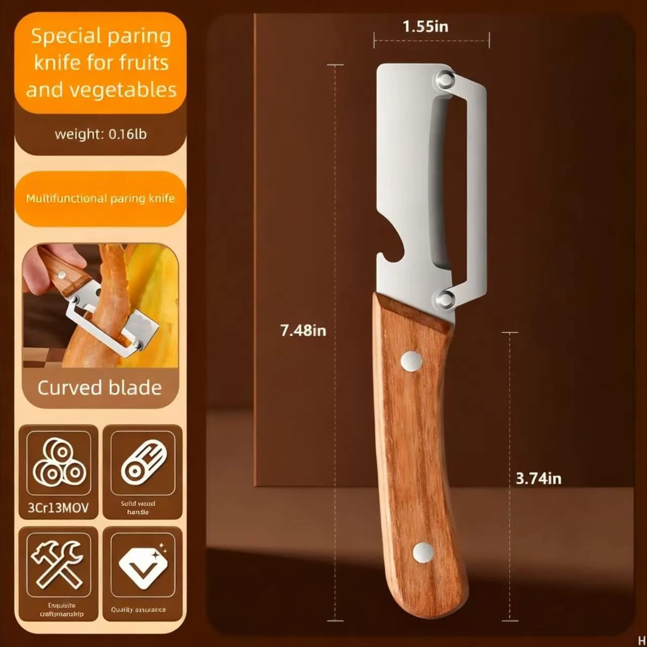 Stainless Steel Vegetable Peeler with Wooden Handle