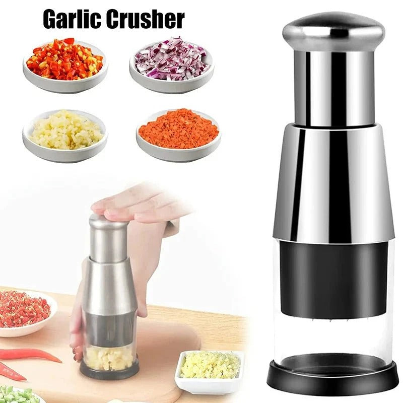 Stainless Steel Vegetable & Garlic Cutter Manual Push