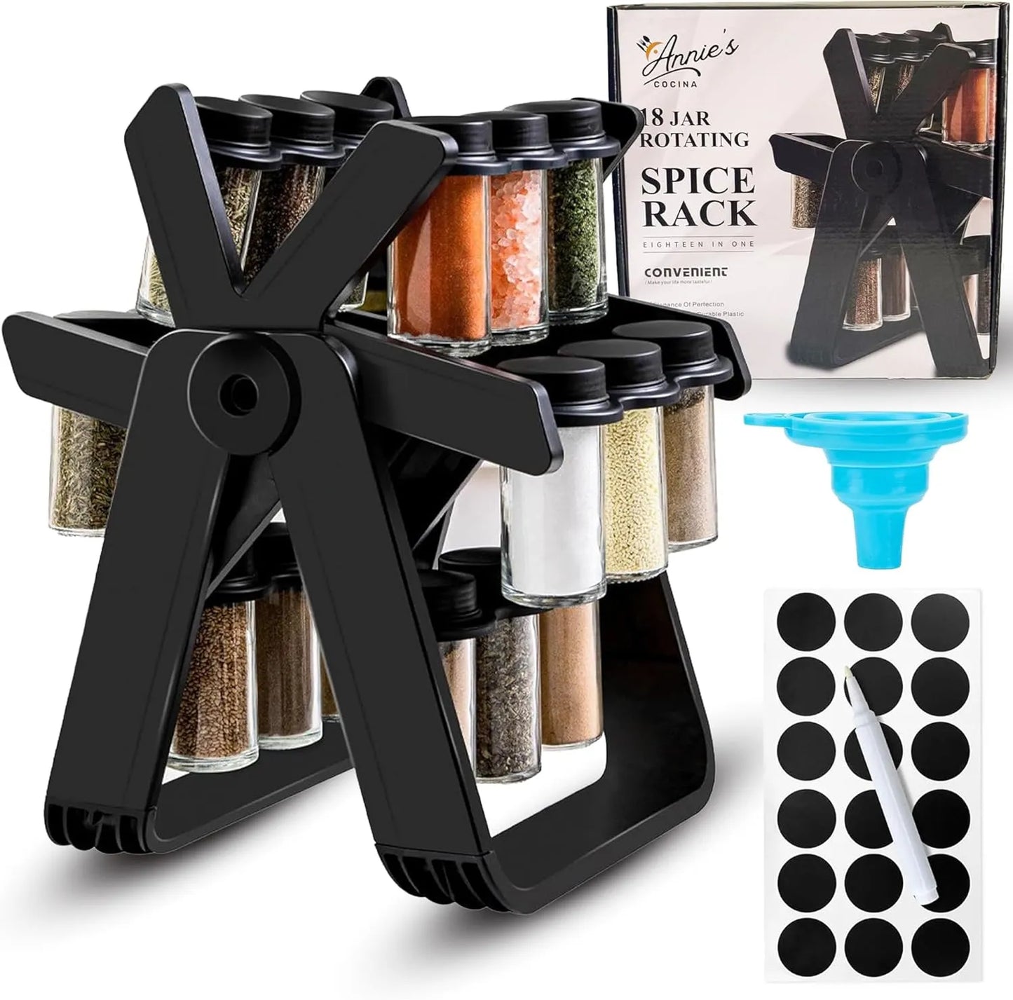 18-Jar Rotating Spice Rack Set