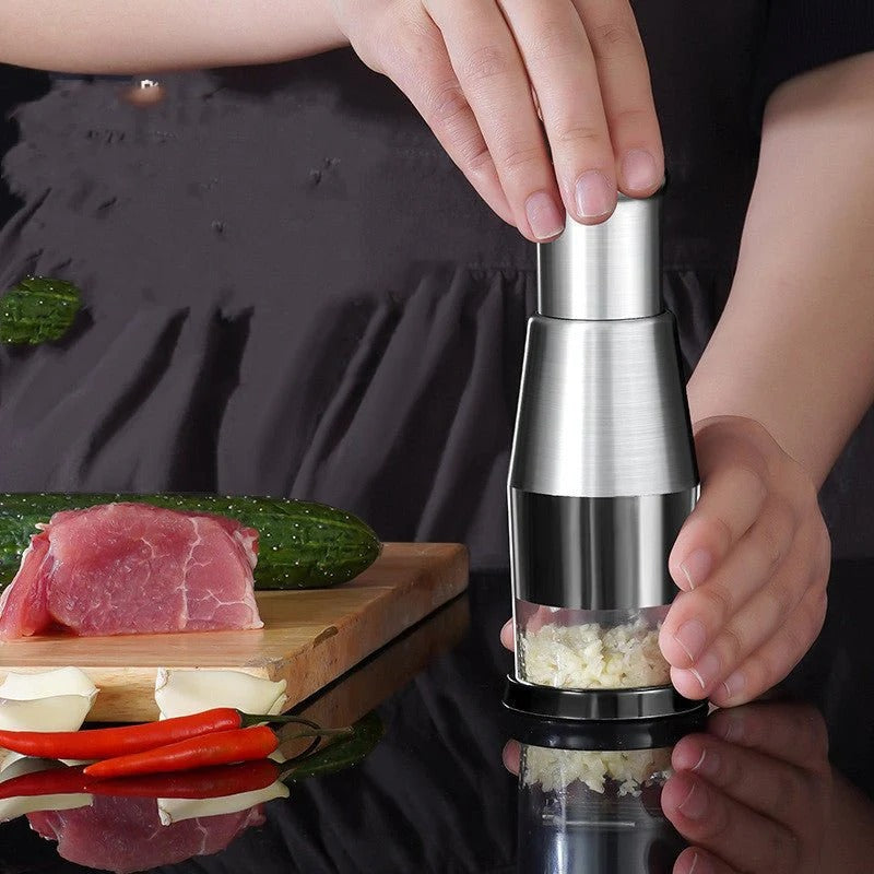Stainless Steel Vegetable & Garlic Cutter Manual Push