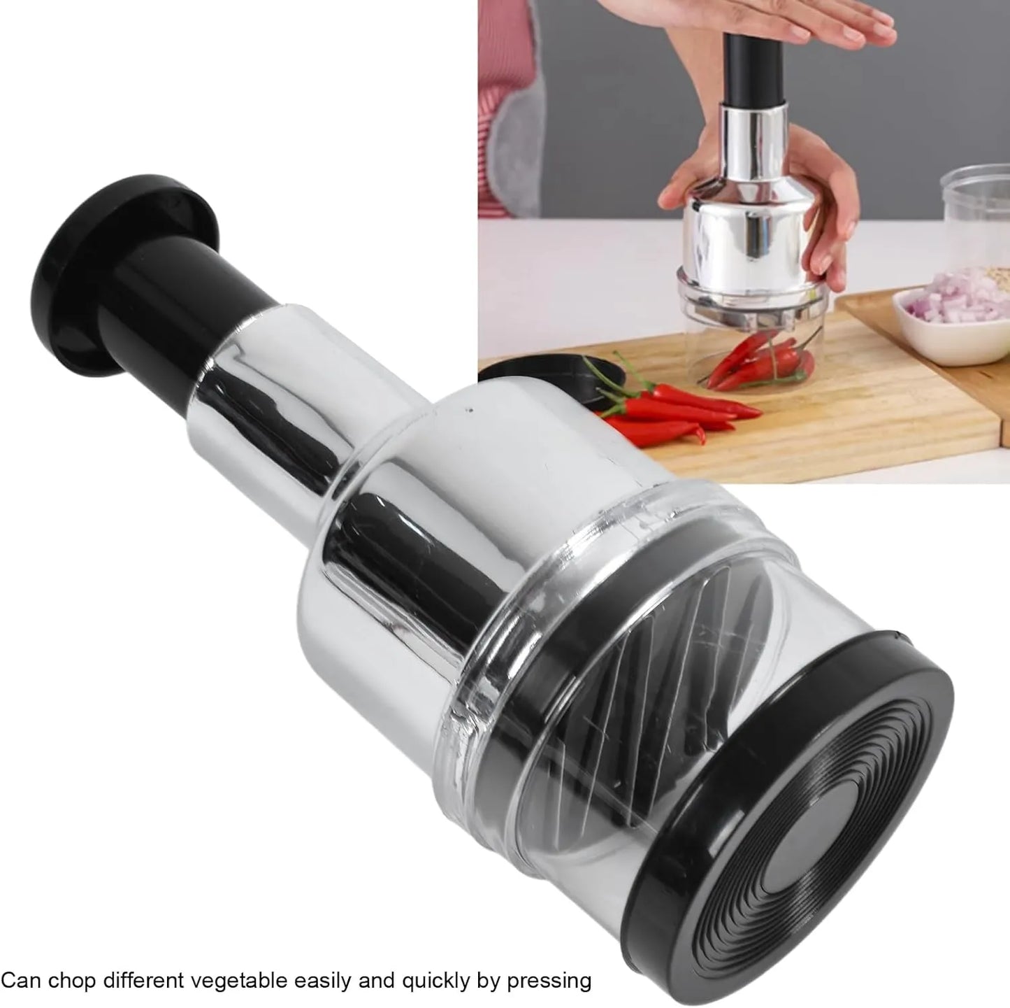 Stainless Steel Vegetable & Garlic Cutter Manual Push